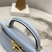 Hermes Mini Kelly Epsom Leather Blue Brume 19cm - 2