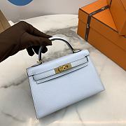 Hermes Mini Kelly Epsom Leather Blue Brume 19cm - 5