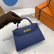 Hermes Mini Kelly Epsom Leather Blue Brighton 19cm - 5