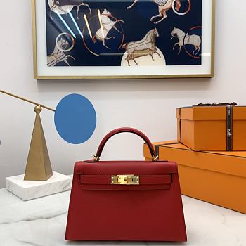 Hermes Mini Kelly Epsom Leather Red Rouge 19cm