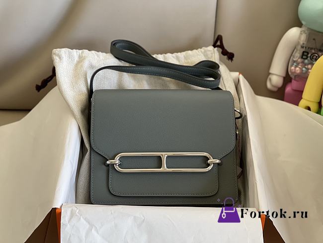 Hermes Roulis Silver-tone Metal Stone Blue 19cm - 1