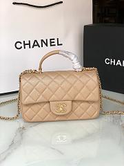 Chanel Mini Flap Bag With Top Handle Grained Calfskin Beige AS2431 20x13x9cm - 1