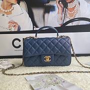 Chanel Mini Flap Bag With Top Handle Grained Calfskin Blue Navy AS2431 20x13x9cm - 1