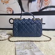 Chanel Mini Flap Bag With Top Handle Grained Calfskin Blue Navy AS2431 20x13x9cm - 6