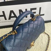 Chanel Mini Flap Bag With Top Handle Grained Calfskin Blue Navy AS2431 20x13x9cm - 5