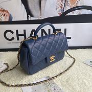 Chanel Mini Flap Bag With Top Handle Grained Calfskin Blue Navy AS2431 20x13x9cm - 3