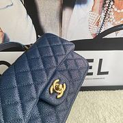 Chanel Mini Flap Bag With Top Handle Grained Calfskin Blue Navy AS2431 20x13x9cm - 2