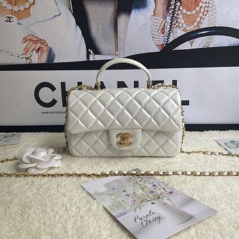 Chanel Mini Flap Bag With Top Handle Leather White AS2431 20x13x9cm