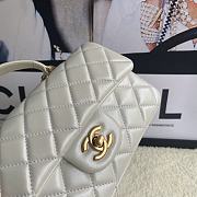 Chanel Mini Flap Bag With Top Handle Leather White AS2431 20x13x9cm - 6