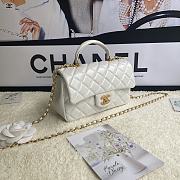 Chanel Mini Flap Bag With Top Handle Leather White AS2431 20x13x9cm - 4