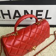 Chanel Mini Flap Bag With Top Handle Leather Red AS2431 20x13x9cm - 6
