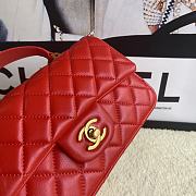 Chanel Mini Flap Bag With Top Handle Leather Red AS2431 20x13x9cm - 5