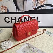 Chanel Mini Flap Bag With Top Handle Leather Red AS2431 20x13x9cm - 3
