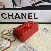 Chanel Mini Flap Bag With Top Handle Leather Red AS2431 20x13x9cm - 2