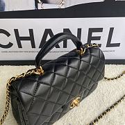 Chanel Mini Flap Bag With Top Handle Leather Black AS2431 20x13x9cm - 5