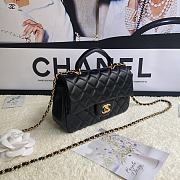 Chanel Mini Flap Bag With Top Handle Leather Black AS2431 20x13x9cm - 3