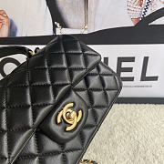 Chanel Mini Flap Bag With Top Handle Leather Black AS2431 20x13x9cm - 4