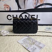 Chanel Mini Flap Bag With Top Handle Leather Black AS2431 20x13x9cm - 2