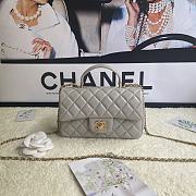 Chanel Mini Flap Bag With Top Handle Leather Grey AS2431 20x13x9cm - 1