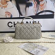 Chanel Mini Flap Bag With Top Handle Leather Grey AS2431 20x13x9cm - 5