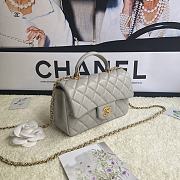 Chanel Mini Flap Bag With Top Handle Leather Grey AS2431 20x13x9cm - 6