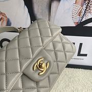 Chanel Mini Flap Bag With Top Handle Leather Grey AS2431 20x13x9cm - 3
