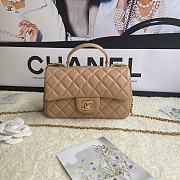 Chanel Mini Flap Bag With Top Handle Leather Beige AS2431 20x13x9cm - 1