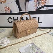 Chanel Mini Flap Bag With Top Handle Leather Beige AS2431 20x13x9cm - 6