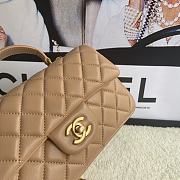Chanel Mini Flap Bag With Top Handle Leather Beige AS2431 20x13x9cm - 5