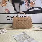 Chanel Mini Flap Bag With Top Handle Leather Beige AS2431 20x13x9cm - 3