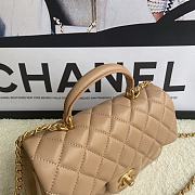 Chanel Mini Flap Bag With Top Handle Leather Beige AS2431 20x13x9cm - 2