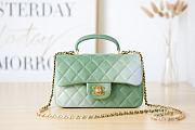 Chanel Mini Flap Bag With Top Handle Leather Light Green AS2431 20x13x9cm - 1