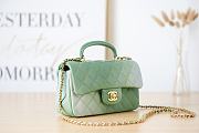 Chanel Mini Flap Bag With Top Handle Leather Light Green AS2431 20x13x9cm - 4
