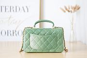 Chanel Mini Flap Bag With Top Handle Leather Light Green AS2431 20x13x9cm - 3