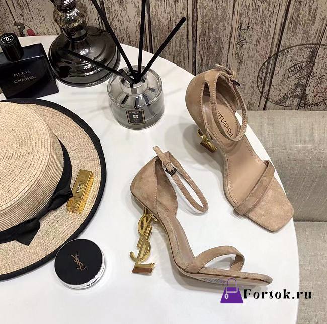 Ysl Opyum Sandals In Suede Beige 110mm - 1