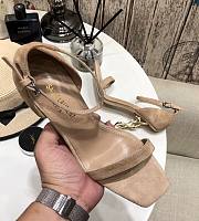 Ysl Opyum Sandals In Suede Beige 110mm - 5