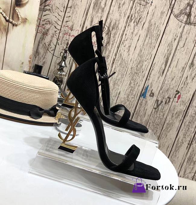 Ysl Opyum Sandals In Suede Black 110mm - 1