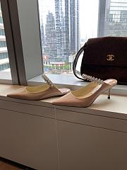 Jimmy Choo Bing Patent Mules With Strap Beige 65mm - 3