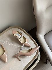 Jimmy Choo Bing Patent Mules With Strap Beige 65mm - 6