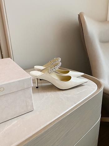 Jimmy Choo Bing Patent Mules With Strap White 65mm