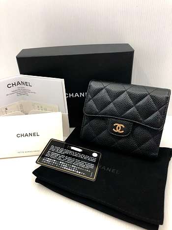 Chanel Small Flap Wallet Black A82288 10.5x11.5x3cm