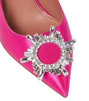 Amina Muaddi Sling Heels Pink Satin  - 6