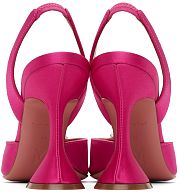 Amina Muaddi Sling Heels Pink Satin  - 2