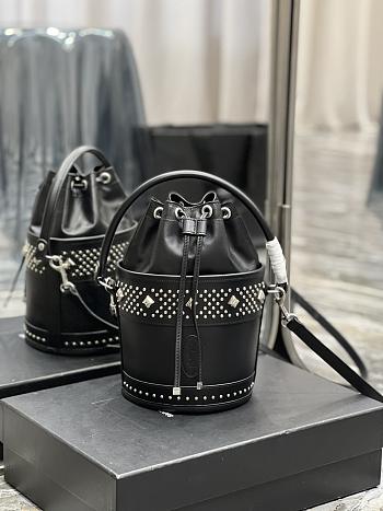 Ysl Small Bahia Bucket Bag In Leather Black 686733 16×25×16cm