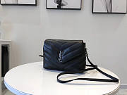 Ysl Mini Loulou In Matelasse Leather Silver-tone Metal Black 678401 20x14x7cm - 1