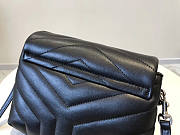 Ysl Mini Loulou In Matelasse Leather Silver-tone Metal Black 678401 20x14x7cm - 3