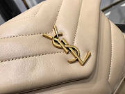Ysl Mini Loulou In Matelasse Leather Gold-tone Metal Beige 678401 20x14x7cm - 3
