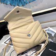 Ysl Mini Loulou In Matelasse Leather Silver-tone Metal Beige 678401 20x14x7cm - 5
