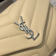 Ysl Mini Loulou In Matelasse Leather Silver-tone Metal Beige 678401 20x14x7cm - 3