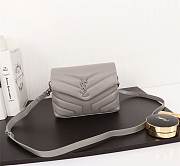 Ysl Mini Loulou In Matelasse Leather Silver-tone Metal Grey 678401 20x14x7cm - 1